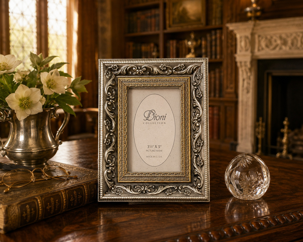 Vintage Dioni Collection 3.5x5 Ornate Gold Silver Gilt Picture Frame USA NOS